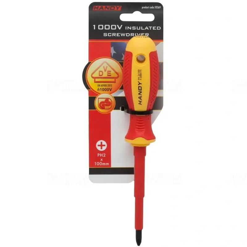 Csavarhúzó kereszthornyos100mm - PH2 1000V-ig szigetelt markolattal 10569 Pénzvisszafizetés