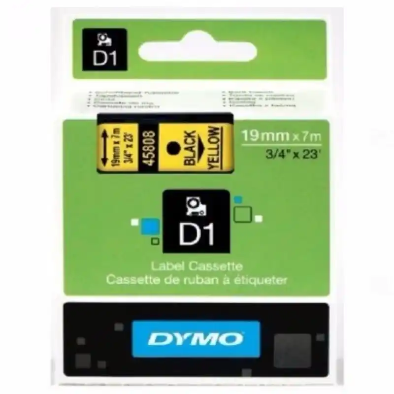 Autentikus Dymo szalag D1 kazetta 19mm x7m sárga(fekete betű)45808