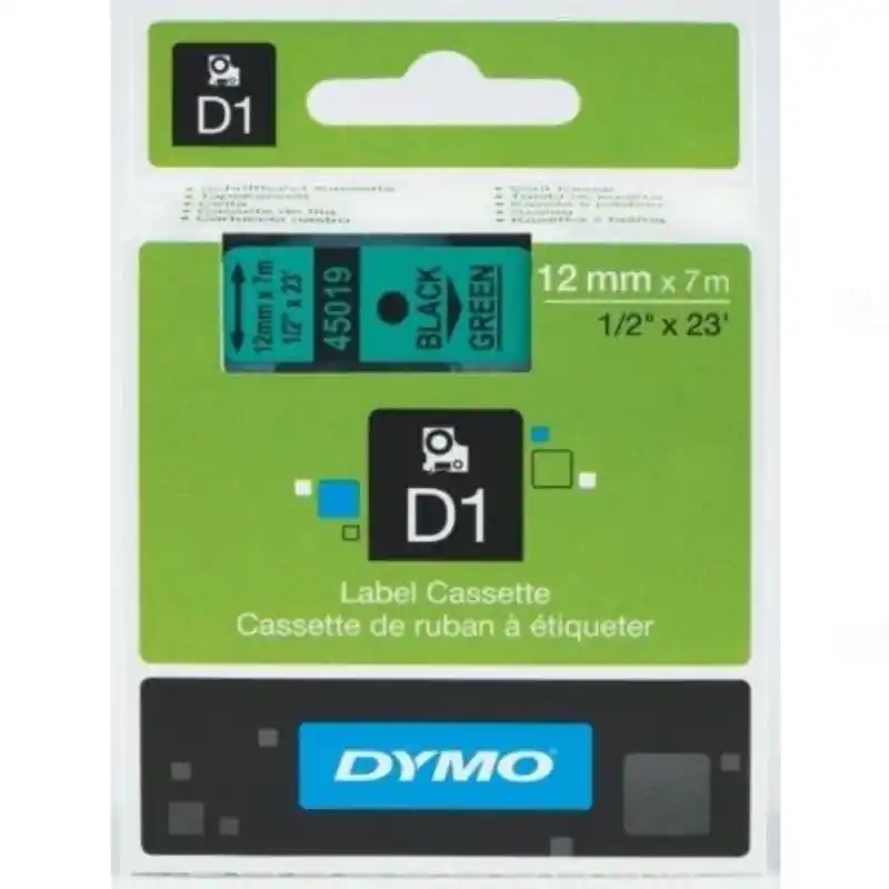 Dymo szalag D1 kazetta 12mm x7m zöld (fekete betű)45019 Eredeti