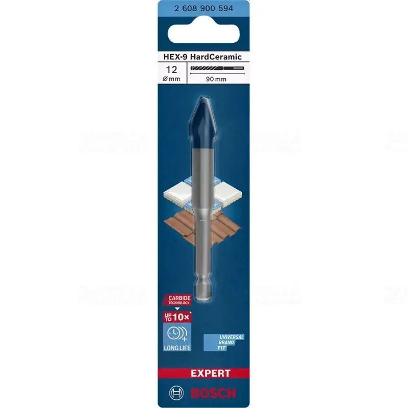 Olcsó Bosch EXPERT HEX-9 HARD CERAMIC fúrószár 12x90 (csempe, cserép, kő) 2608900594