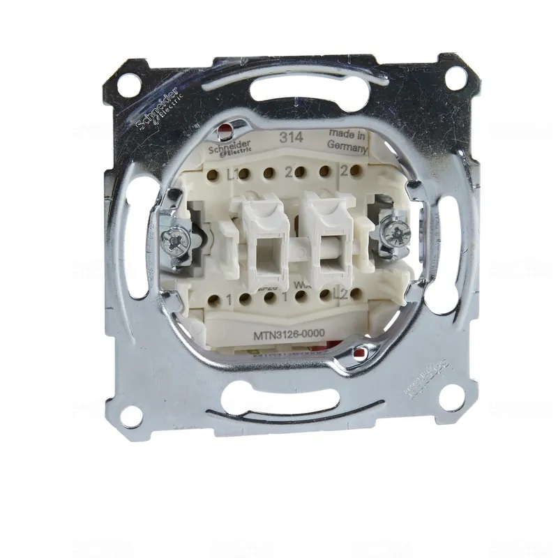 Merten univerzális kettős váltókapcsoló-betét, 10 AX, AC 250 V, rugós MTN3126-0000 Schneider Pénzvisszafizetés