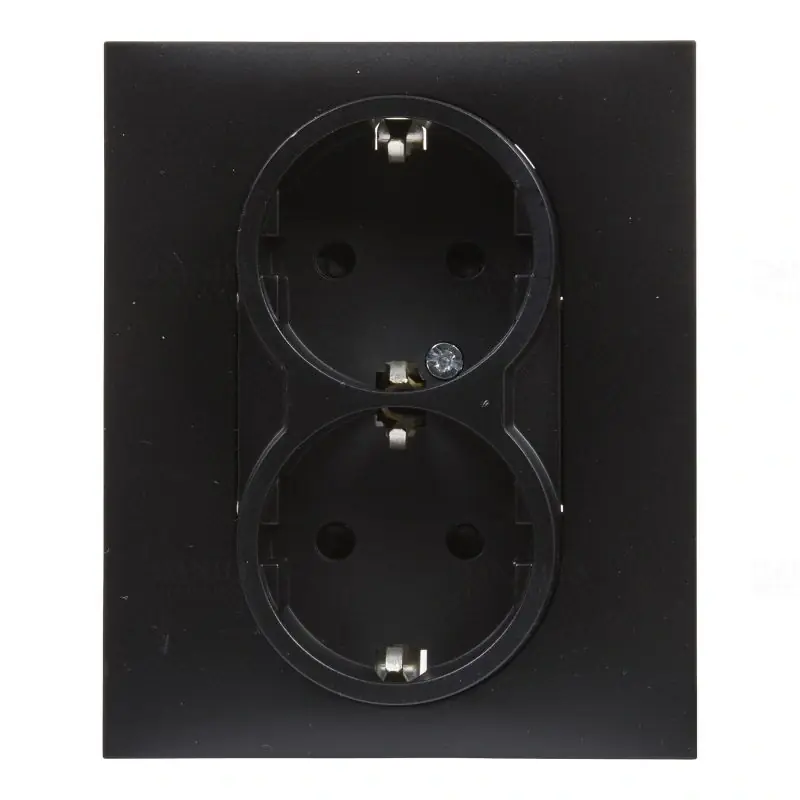 Legrand 721426 Suno 2x2P+F csatlakozóaljzat, biztonsági zsaluval (GYV), komplett, rugós, fekete Kedvezmény