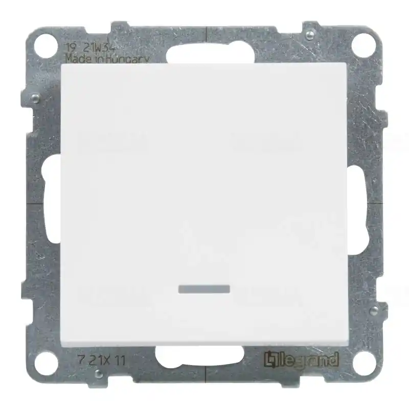 Legrand 721111 Suno egypólusú kapcsoló jelzőfénnyel, keret nélkül 10AX, fehér Vedd meg most