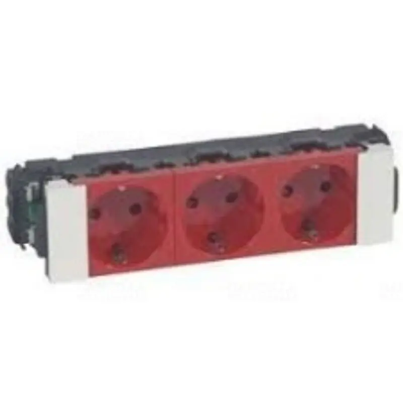 Legrand 077243 DLP-S bepattintható Program Mosaic 3x2P+F csatlakozóaljzat, sinezett, Soluclippel, piros Rendeld meg most