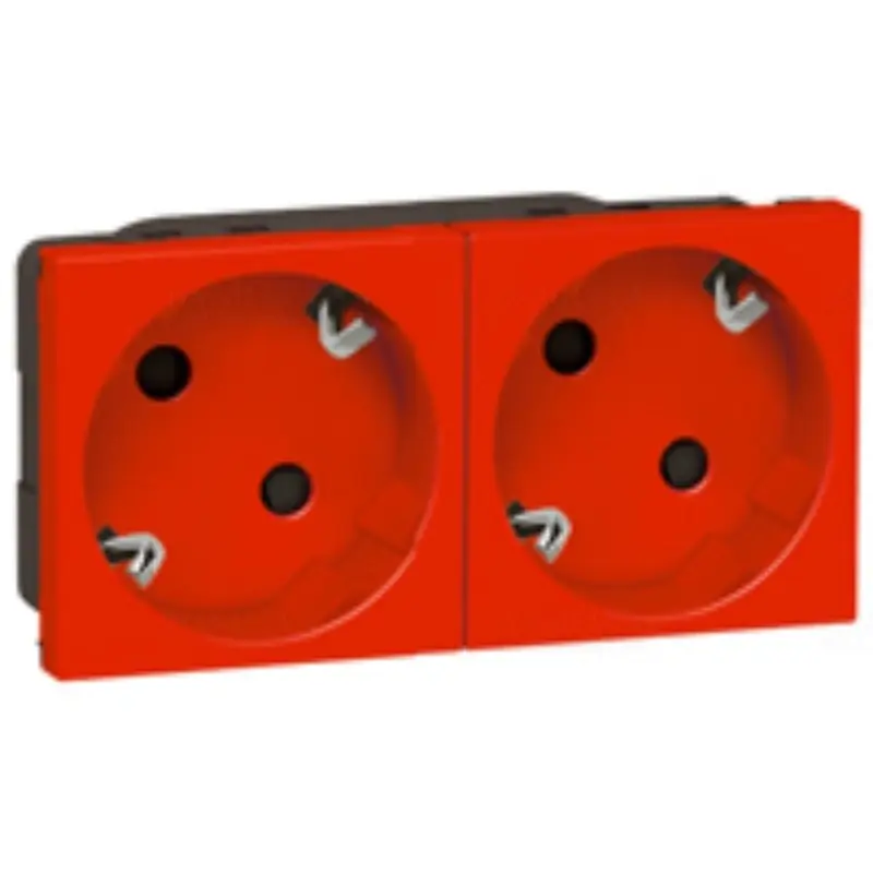 Legrand 077281 Program Mosaic 2x2P+F csatlakozóaljzat reteszelt, sínezett, rugós, piros Újdonság