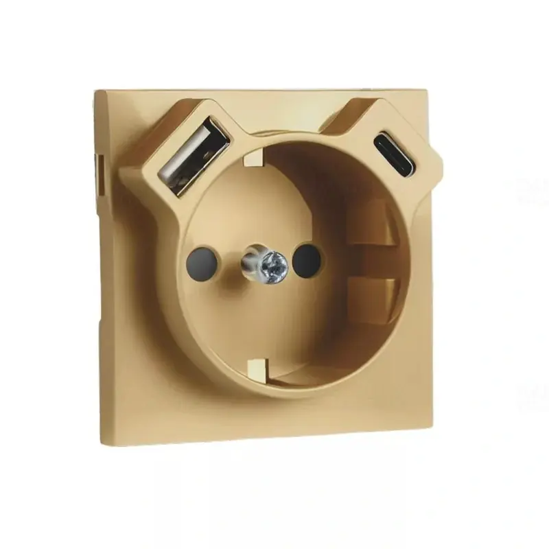 90630 TDU Fedlap Schuko + USB-A + USB-C aljzathoz, arany, Elko Ep Csak ma