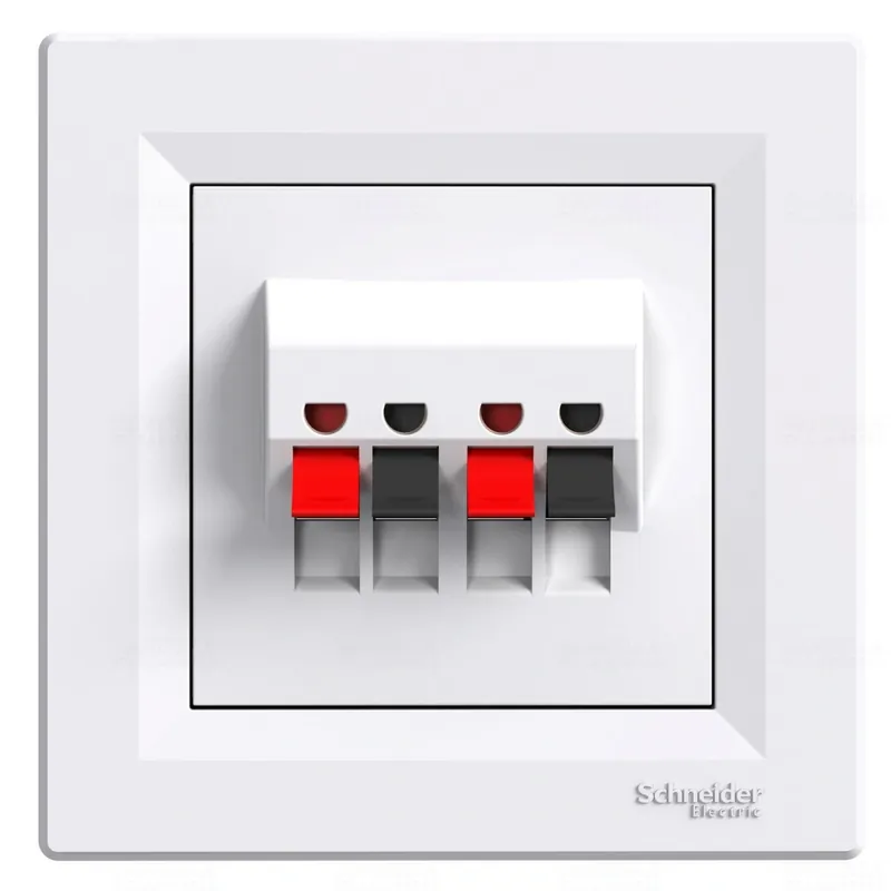 ASFORA Hangszóró csatlakozó, dupla,kerettel fehér EPH5700121 Schneider Pénzvisszafizetés