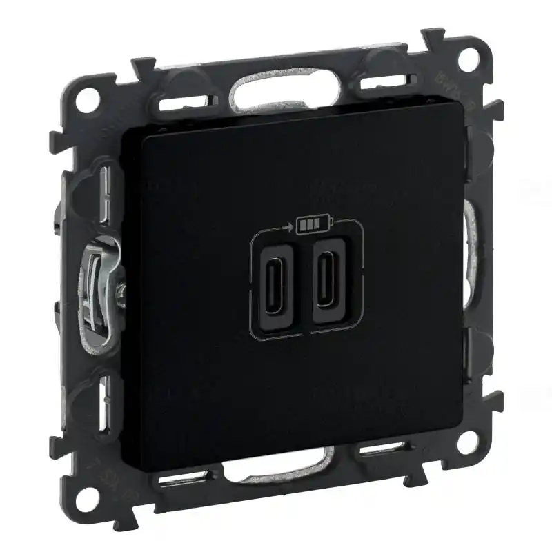 Legrand 756307 Valena Life kettős USB-C + USB-C csatlakozóaljzat 3A 15W, fekete Autentikus