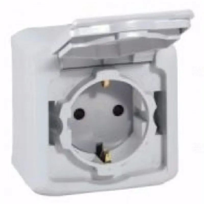 Korlátozott ajánlat Legrand 782393 Forix 2P+F csatlakozóaljzat csapfedéllel IP44, biztonsági zsalus (GYV), falon kívüli, szürke