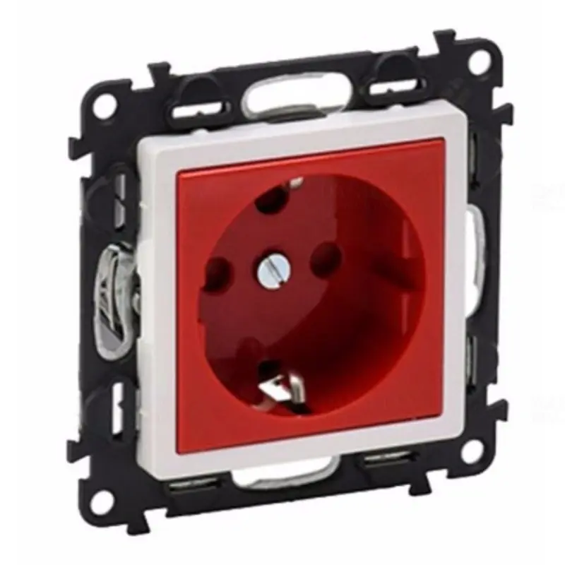Legrand 753131 Valena Life 2P+F csatlakozóaljzat biztonsági zsalus (GYV), csavaros, piros Olcsó