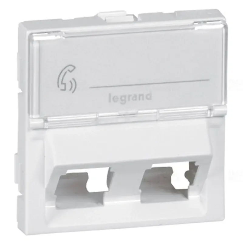 Alacsony ár Legrand 078613 Program Mosaic előlapi keret informatikai csatlakozóaljzatok számára, kettős Keystone csatlakozóaljzathoz, 45°-ban döntött, 2 modul széles, átettsző címketartóval, fehér