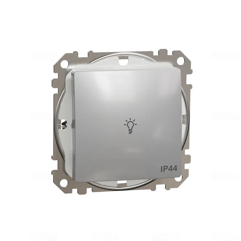 Sedna ÚJ Egypólusú nyomó lámpajellel, rugós bekötés, 10A, IP44, alumínium SDD213132 Schneider Eredeti