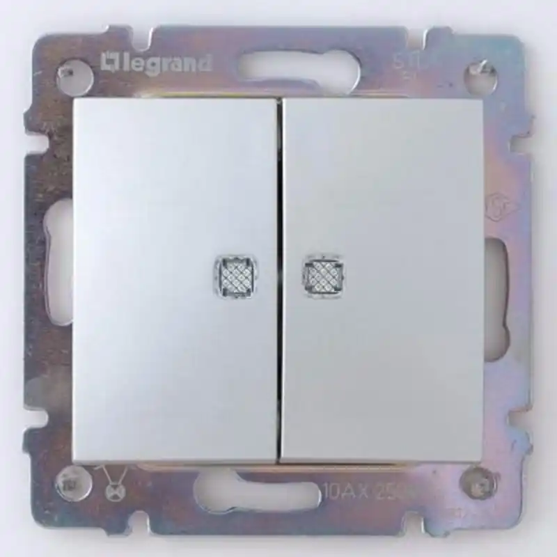 Legrand 770212 Valena kettős váltókapcsoló jelzőfénnyel, alumínium Biztonságos fizetés