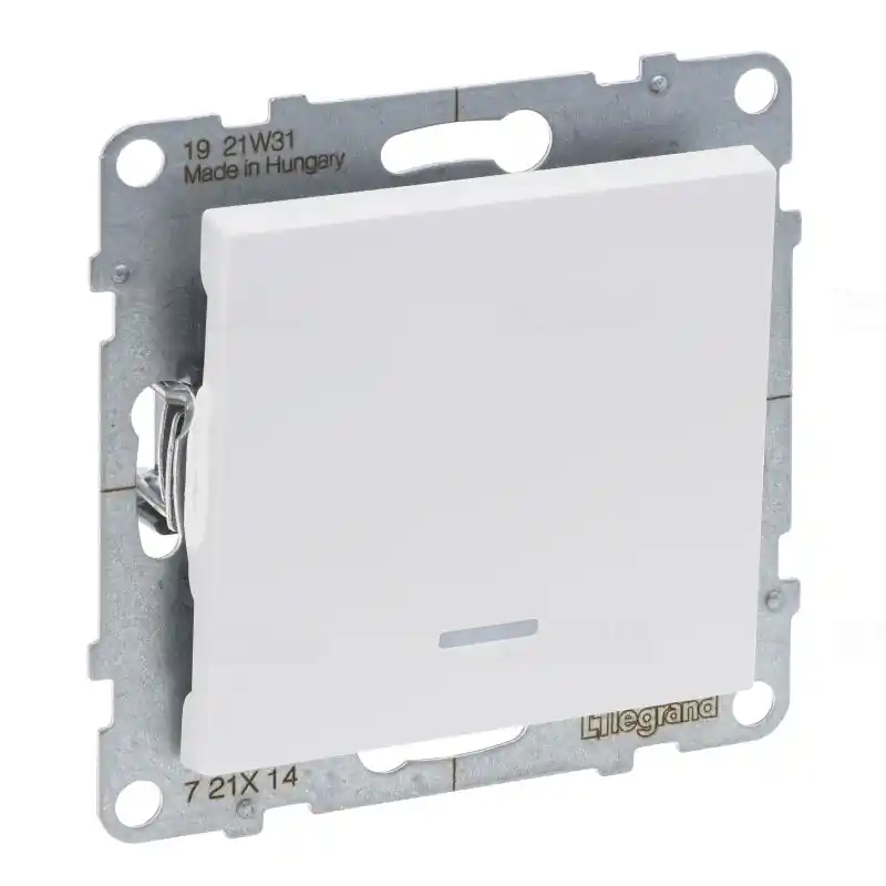 Autentikus Legrand 721114 Suno egypólusú kapcsoló ellenőrzőfénnyel, keret nélkül 16AX, fehér