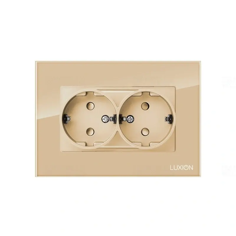 Vedd meg most LUXION arany 2x2P+F GYV csatlakozóaljzat üveg kerettel, BLISZTERES LXD-M12110GF-G