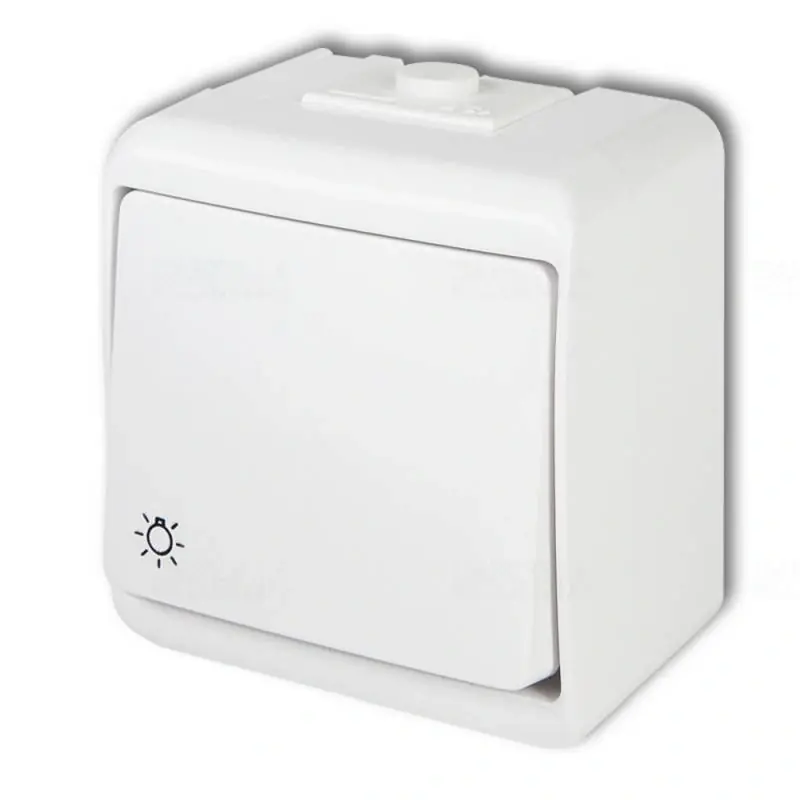 Aquaastar falon kívüli nyomókapcsoló lámpa jellel, IP54, fehér 22071 (321357) Népszerű