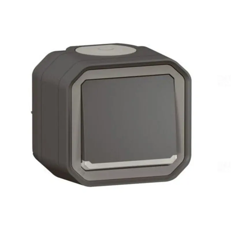 Autentikus Plexo 55 falon kívüli egypólusú nyomó jelzőfénnyel 10A, összeszerelt, antracit 069782L Legrand