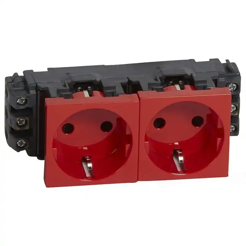 Legrand 077612 Program Mosaic 2x2P+F DLP csatlakozóaljzat, sínezett, csavaros, piros Legjobb ár