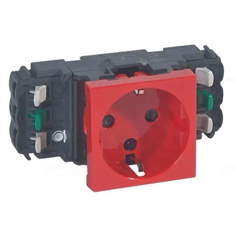 Legrand 077411 Program Mosaic 1x2P+F DLP csatlakozóaljzat, sínezett, rugós, piros Olcsó