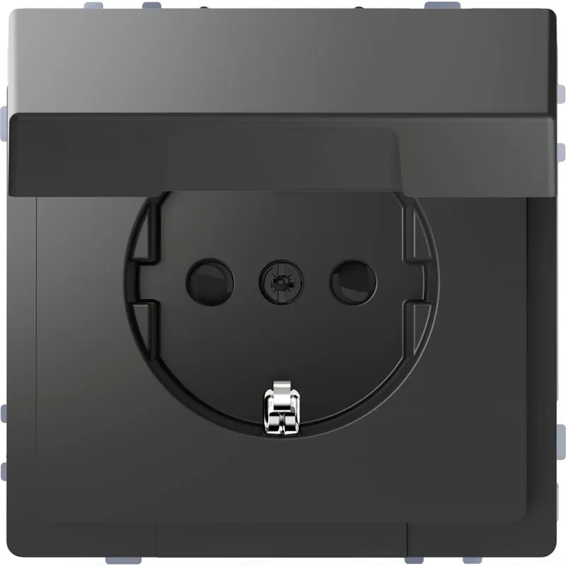 Eredeti MERTEN 2P+F csatlakozóaljzat (GYV) biztonsági zsalus, csapófedéllel, rugós bekötés, 16 A, D-Life, antracit MTN2310-6034 Schneider