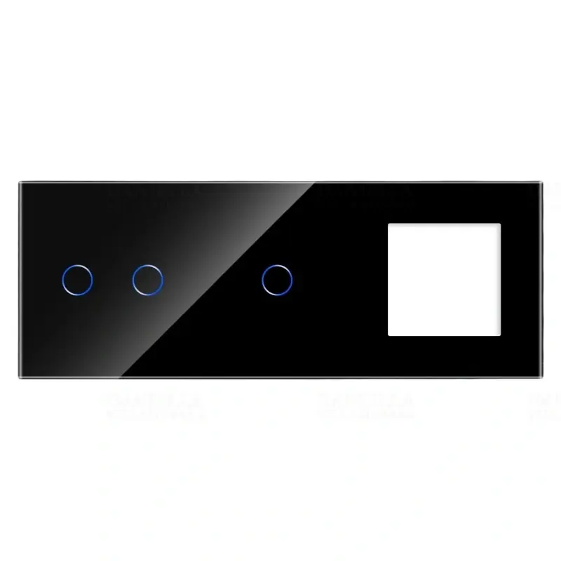 Újdonság LUXION Hármas üvegpanel Dupla+Szimpla érintőkapcsolóhoz+aljzathoz, fekete LX-GP210B-FL