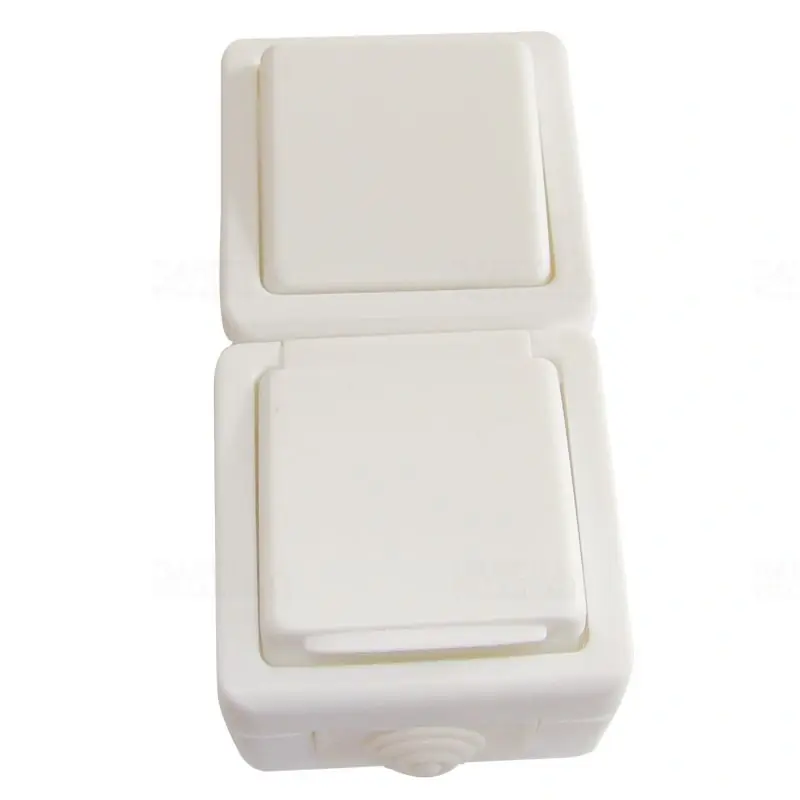 Falon kívüli váltókapcsoló+csatlakozóaljzat, függőleges 16A, IP54, (106) TR-PH08V Tracon Biztonságos fizetés