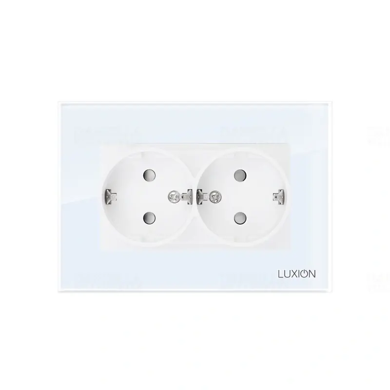 LUXION fehér 2x2P+F GYV csatlakozóaljzat üveg kerettel, BLISZTERES LXD-M12110GF-W Ingyenes szállítás