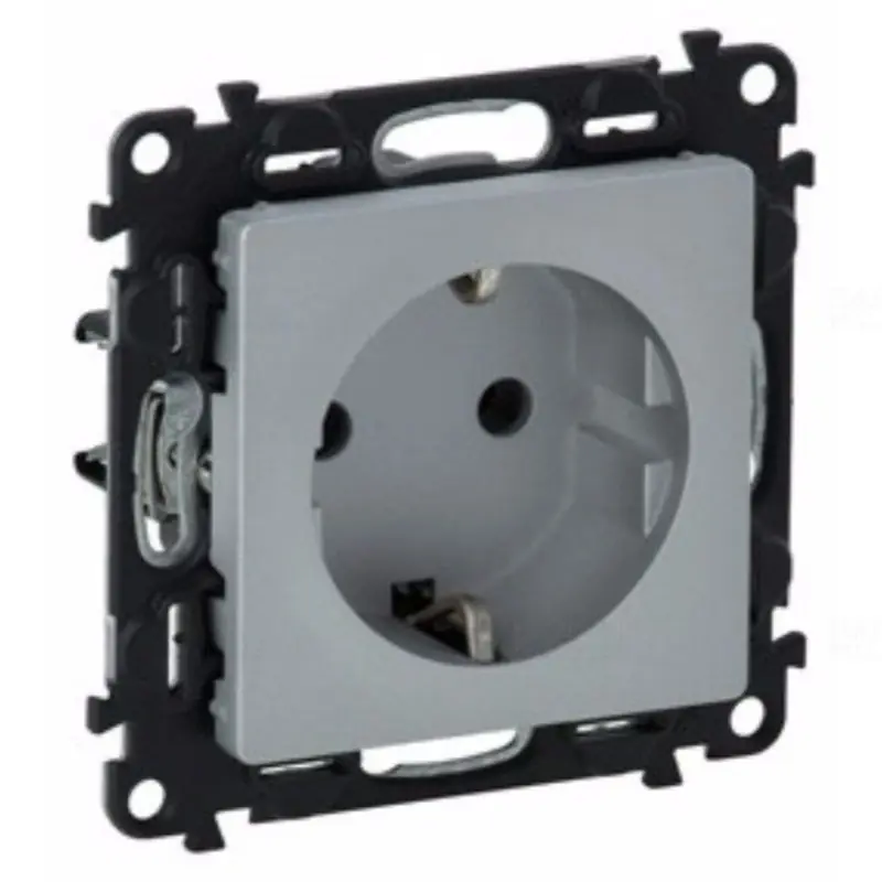 Legrand 753325 Valena Life 2P+F csatlakozóaljzat gyermekvédelem nélkül, csavaros, alumínium Eredeti