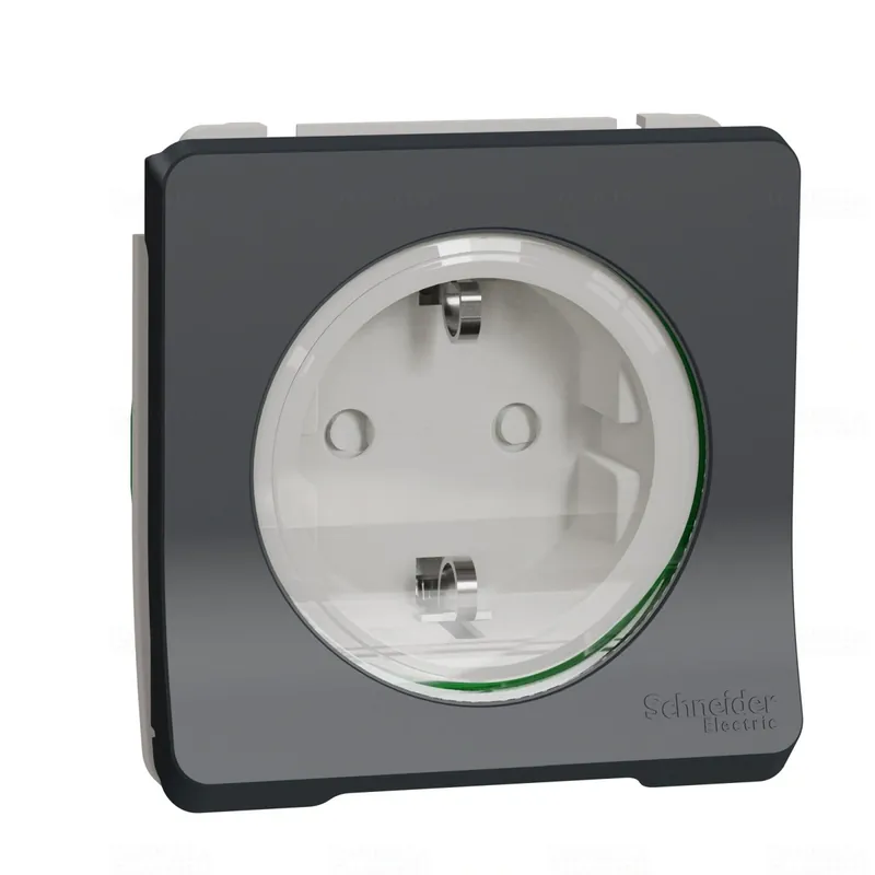Csak ma MUREVA Styl 2P+F csatlakozóaljzat, (GYV) biztonsági zsalus, csapófedéllel, csavaros, IP55, antracitszürke MUR36135 Schneider