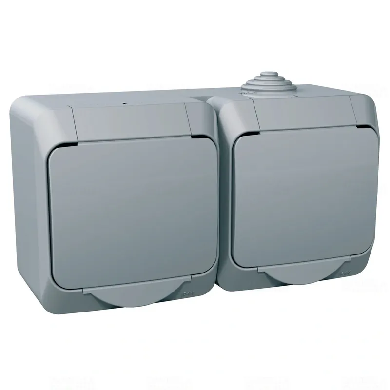 Olcsó Phd 5.4-16 GYV 2x2P+F dupla csatlakozóaljzat, csapófedéllel, IP44, szürke CEDAR PLUSWDE000623 Schneider