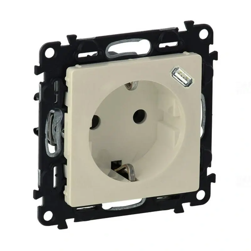 Kedvezmény Legrand 753235 Valena Life 2P+F csatlakozóaljzat+ USB C-túpusú 1,5A-5V-7,5W töltőaljzat, rugós, elefántcsont