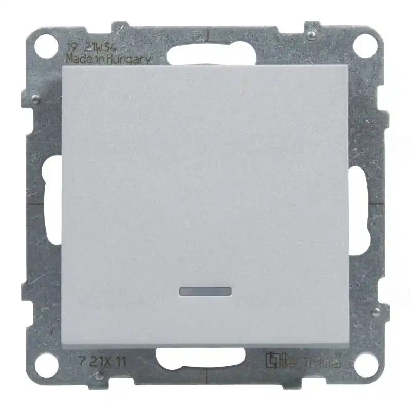 Autentikus Legrand 721311 Suno egypólusú kapcsoló jelzőfénnyel, keret nélkül 10AX, rugós, alumínium