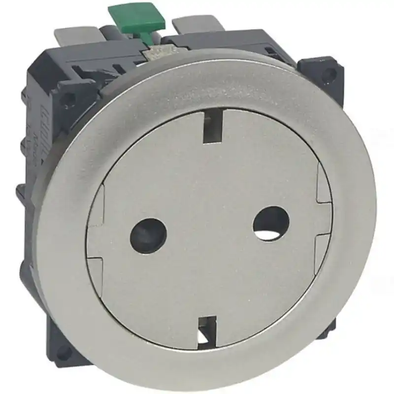 Legjobb ár Legrand 067167 Céliane 2P+F csatlakozóaljzat, falsíkba illeszkedő titán betéttárcsával, biztonsági zsalus (GYV), rugós bekötés