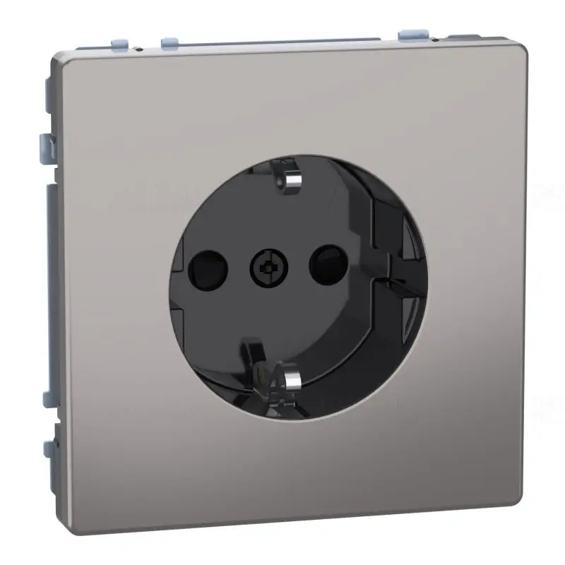 MERTEN 2P+F csatlakozóaljzat, biztonsági zsaluval, rugós, 16A, System-D, nikkel MEG2300-6050 Schneider Prémium