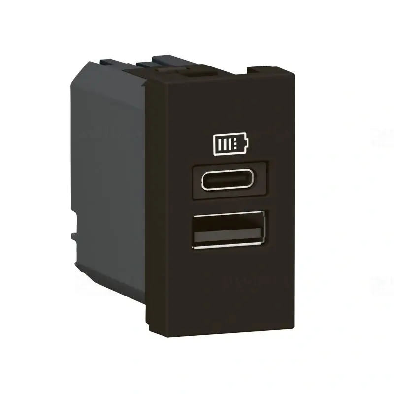 Korlátozott ajánlat Legrand 077672L Program Mosaic kettős USB-A és USB-C töltőaljzat - 3 A - 15 W, 1 modul, fekete