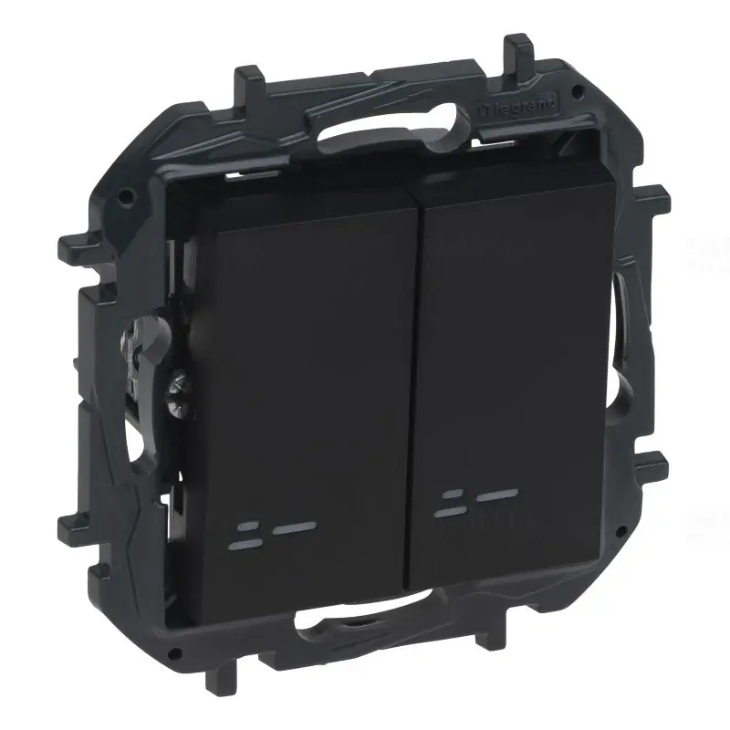 Niloé Step fekete 106+6 JF kettős váltókapcsoló jelzőfénnyel 863518B Legrand Expressz szállítás