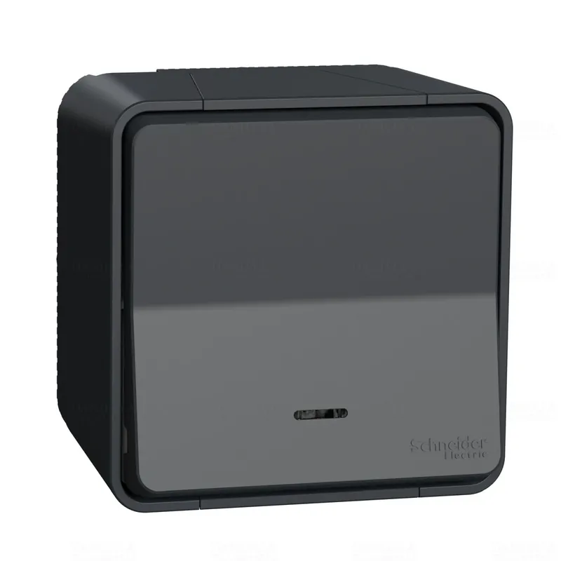 MUREVA Styl Egypólusú nyomó, jelzőfénnyel, komplett, IP55, antracitszürke MUR35028 Schneider Biztonságos fizetés