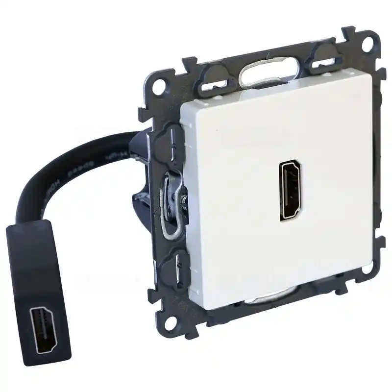 Kiváló minőség Legrand 753275 Valena Life elővezetékelt HDMI 1.4 típusú csatlakozóaljzat, 15 cm kábellel szállítva, elefántcsont