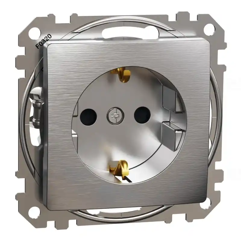 Ajánlat SEDNA 2P+F csatlakozóaljzat biztonsági zsaluval, rugós bekötés, 16A, szálcsiszolt alumínium SDD170022U Schneider