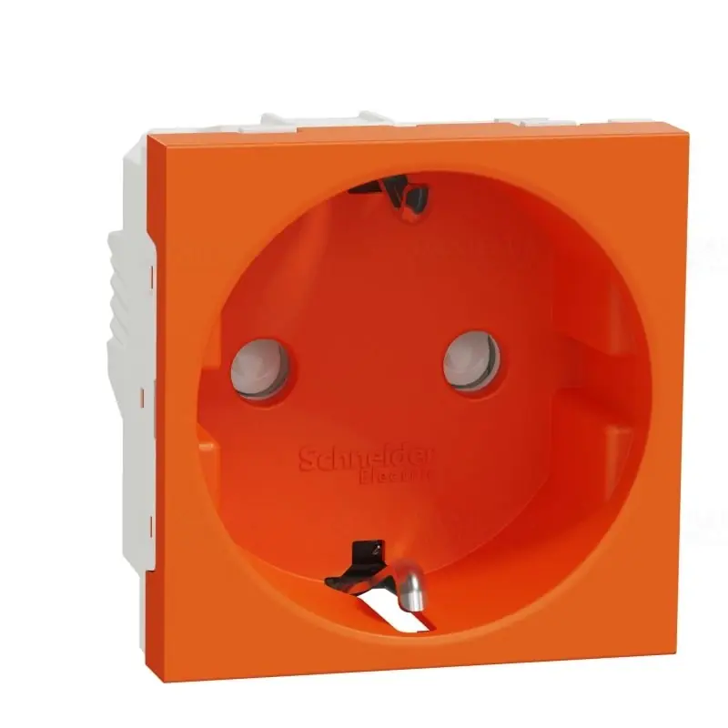 Pénzvisszafizetés UNICA SYSTEM+ 2P+F csatlakozóaljzat, biztonsági zsaluval, csavaros, narancs NU303761 Schneider