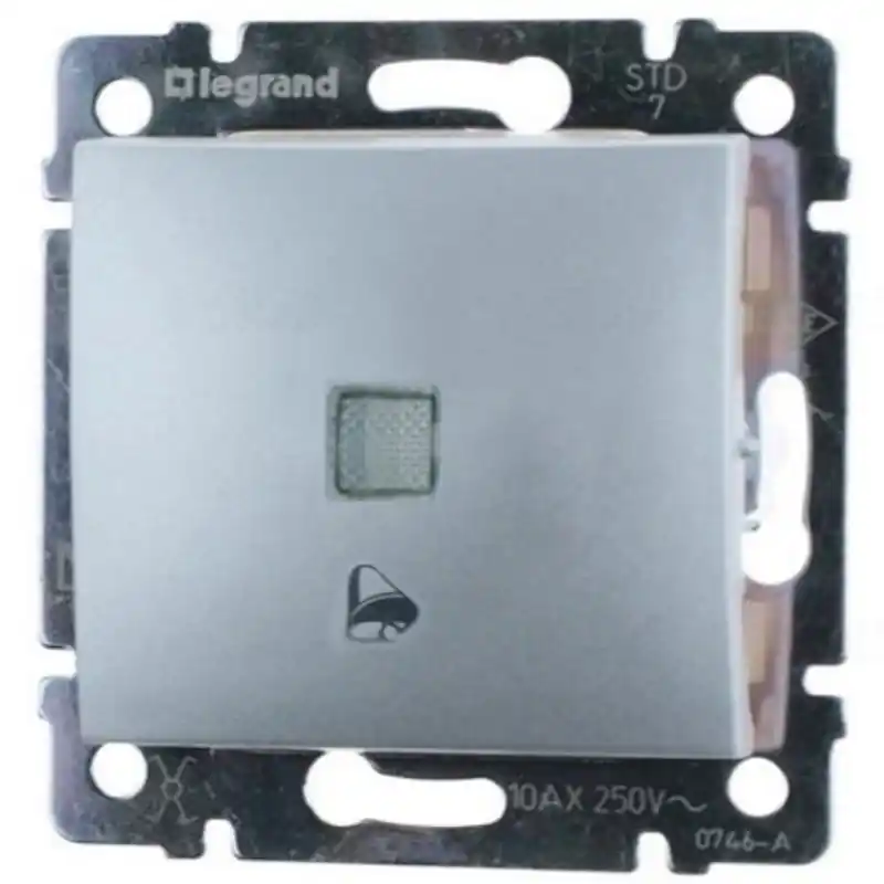 Prémium Legrand 770115 Valena N101 egypólusú nyomó , csengőjeles, jelzőfénnyel, alumínium