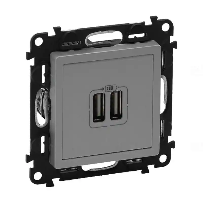 Legrand 753312 Valena Life kettős USB töltőaljzat beépített tápegységgel 5V 1500mA alumínium Expressz szállítás