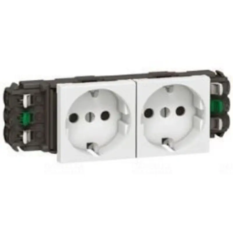 Legrand 077290 Program Mosaic 2x2P+F csatlakozóaljzat, sínezett, rugós bekötés, fehér Biztonságos fizetés