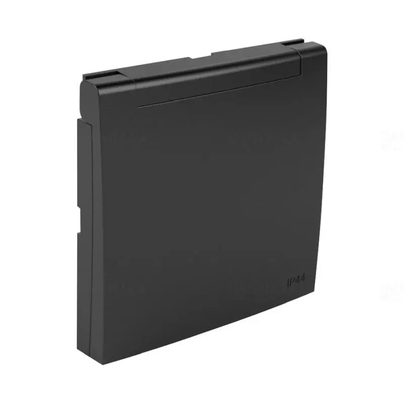 90654_TPM Csapfedeles fedlap csatlakozóaljzathoz IP44, francia típus fekete, Elko Ep Olcsó