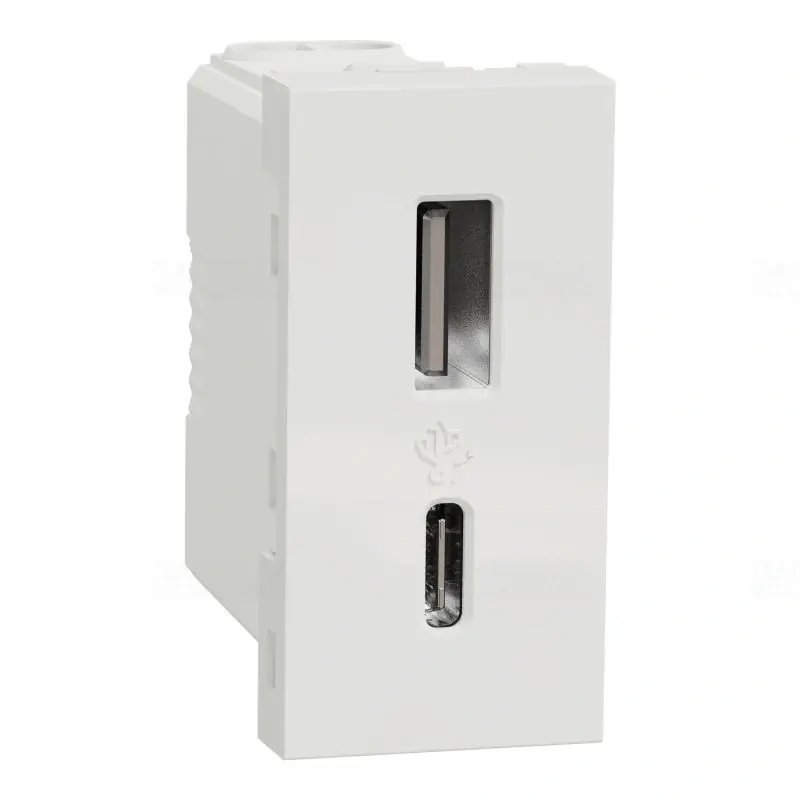 Csak ma UNICA SYSTEM+ Dupla USB töltő, A+C, 2.4A, 1 modulos, fehér NU301618 Schneider