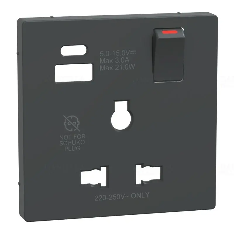 Népszerű MERTEN Fedlap, USB töltős, kapcsolható multistandard csatlakozóaljzathoz, System-D, antracit MTN2175-6034 Schneider