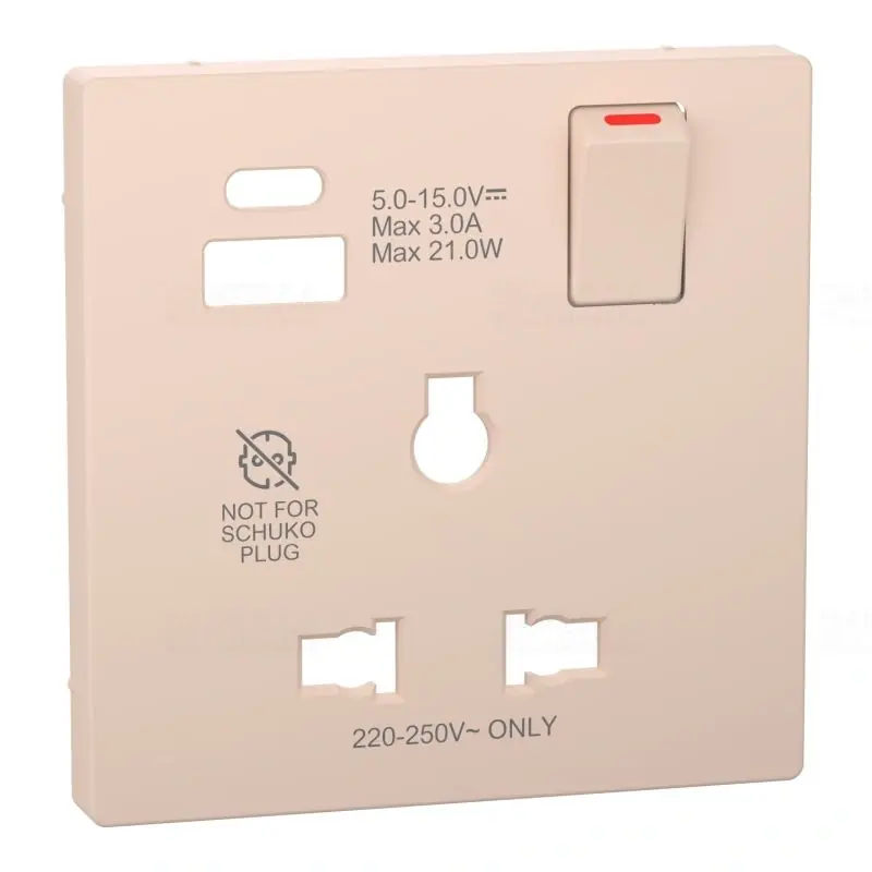 Prémium MERTEN Fedlap, USB töltős, kapcsolható multistandard csatlakozóaljzathoz, System-D, szahara MTN2175-6033 Schneider