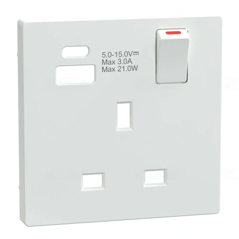 Utolsó esély MERTEN Fedlap, USB töltős, kapcsolható brit csatlakozóaljzathoz, System-D, lótuszfehér MTN2125-6035 Schneider