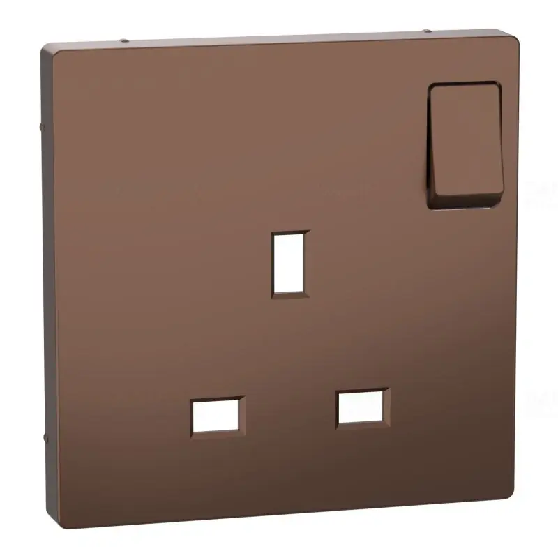 MERTEN Fedlap, kapcsolható brit csatlakozóaljzathoz, System-D, mokka MTN2122-6052 Schneider Akció