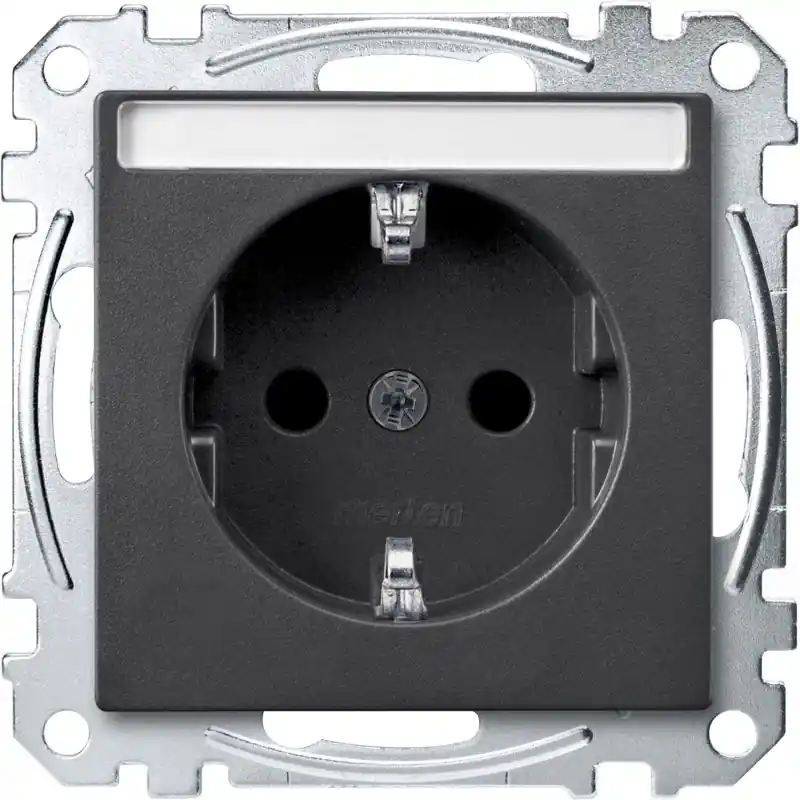 MERTEN 2P+F csatlakozóaljzat, biztonsági zsaluval, feliratozható, rugós bekötés, 16A, System-M, antracit MEG2302-0414 Schneider Olcsó